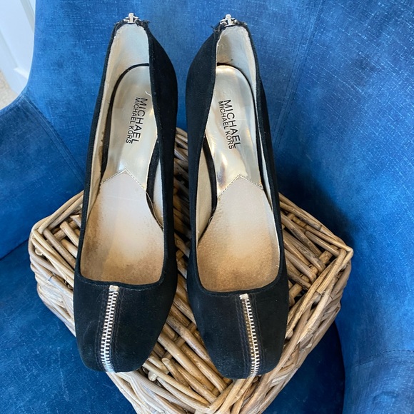 Michael Kors Black Suede Wedge Heels With Zipper Details - Picture 4 of 9